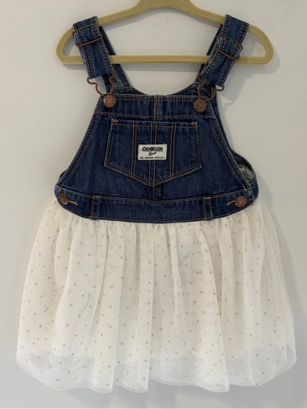 OSHKOSH overall white tutu denim dress 2T